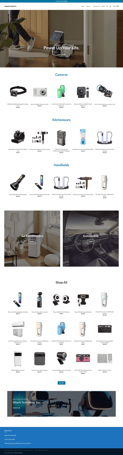 Dmart Gadgets — Full site build with custom payment plugins, CRO, and speed optimization.
